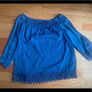 Blue off the shoulder with lace